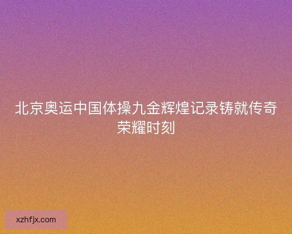 北京奥运中国体操九金辉煌记录铸就传奇荣耀时刻